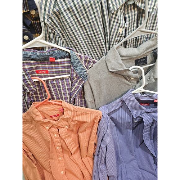 Bundle of 9 men's button ups (1 gray polo) size XL mostly IZOD - Picture 5 of 8